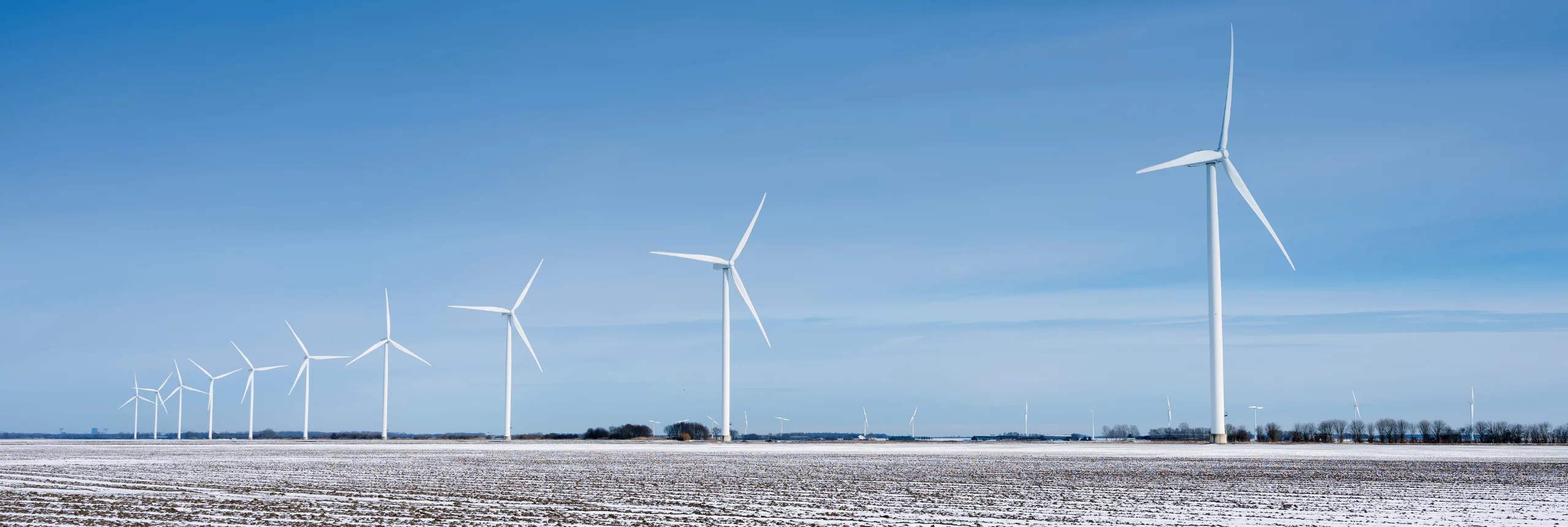 A field of wind energy generators in a cold climate with ice protection systems